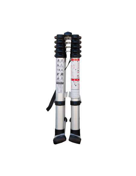 Escalera de tijera telescópica P1 Telesteps primera generación cerrada de perfil