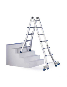 Escalera telescópica transformable en posición de desnivel