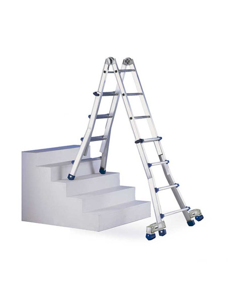 Escalera telescópica transformable en posición de desnivel