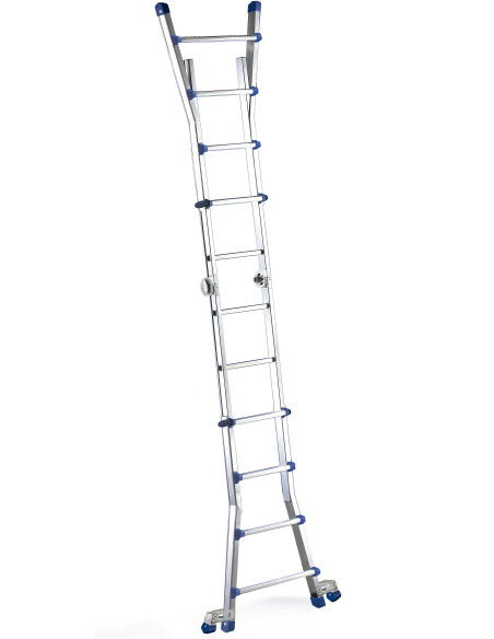 Escalera telescópica transformable en posición de apoyo a pared