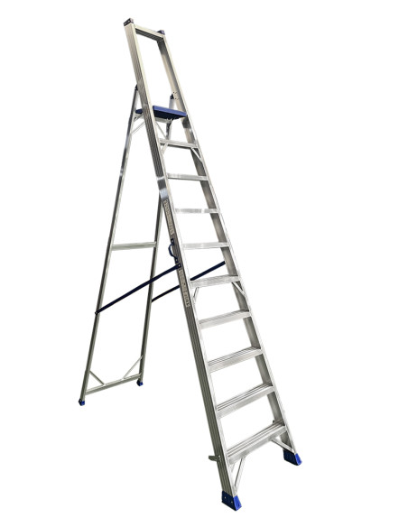 PRO10 | Escalera de aluminio con plataforma y guardacuerpos 10 especial