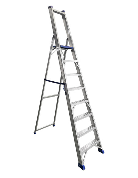 PRO8 | Escalera de aluminio con plataforma y guardacuerpos 8 peldaños