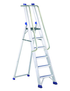 PRO VIP5 | Escalera extra resistente de aluminio con guardacuerpos y barandillas 2