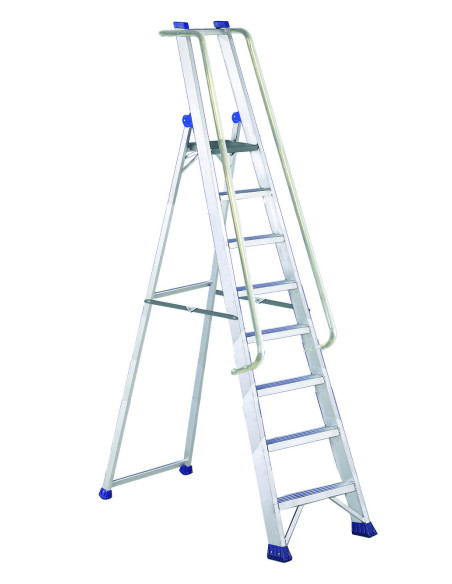 PRO VIP8 | Escalera extra resistente de aluminio con guardacuerpos y barandillas