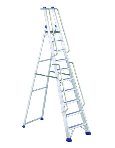 PRO VIP10 | Escalera extra resistente de aluminio con guardacuerpos y barandillas