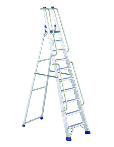 PRO VIP10 | Escalera extra resistente de aluminio con guardacuerpos y barandillas