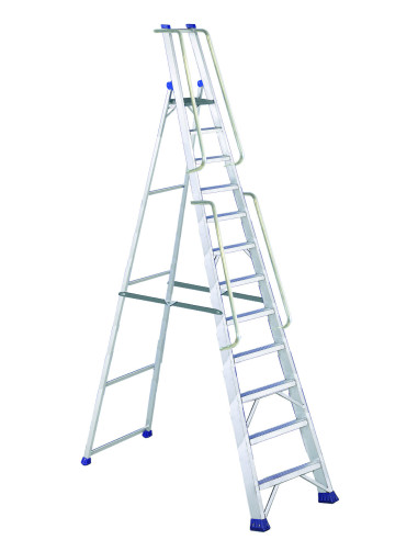 PRO VIP12 | Escalera extra resistente de aluminio con guardacuerpos y barandillas