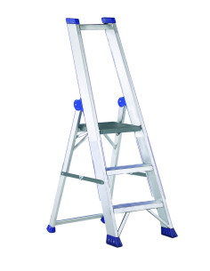 PRO MAX5 | Escalera de tijera de peldaño ancho con pasamanos y portaherramientas 2