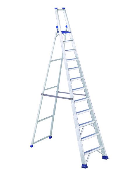 PRO PLUS12 | Escalera de aluminio con plataforma y guardacuerpo