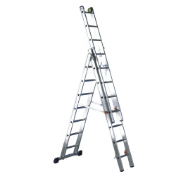 Escalera de 3 tramos profesional transformable de aluminio