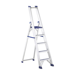 PRO5 | Escalera de aluminio con plataforma y guardacuerpos 5 peldaños