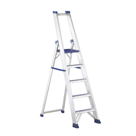 PRO5 | Escalera de aluminio con plataforma y guardacuerpos 5 peldaños